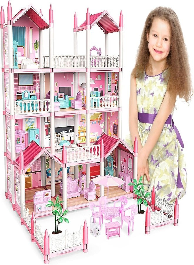 EXOMOON Doll House,Dream House for Girls Pretend-Play DIY Dollhouse Kit,3-Story 9 Rooms Playhouse with 3 Dolls Toy Figures, Furniture and Accessories Set Gift Toy for Kids - Image 1